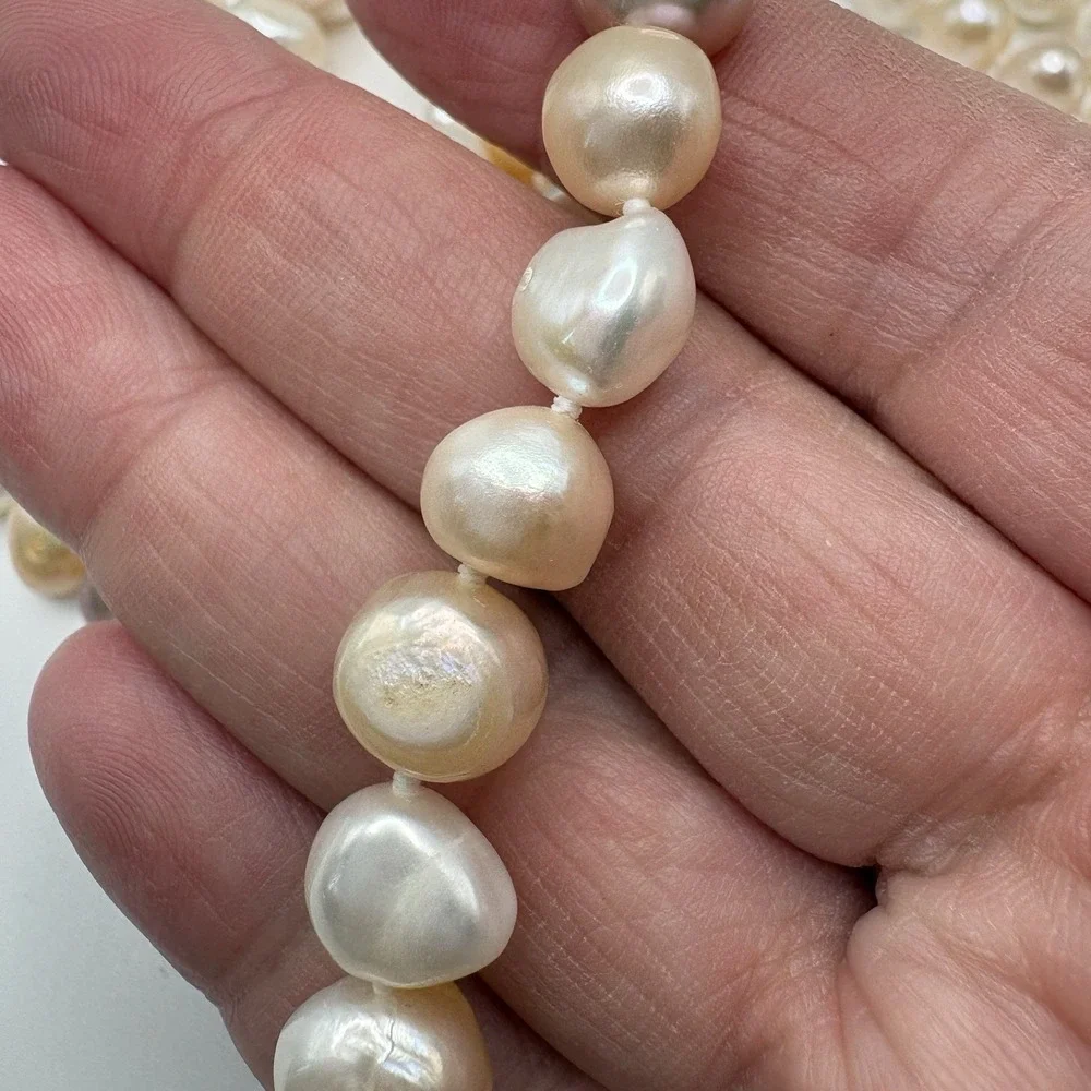 Chunky Freshwater Pearl Necklace Peachy Pinks 62 Inch Opera Endless